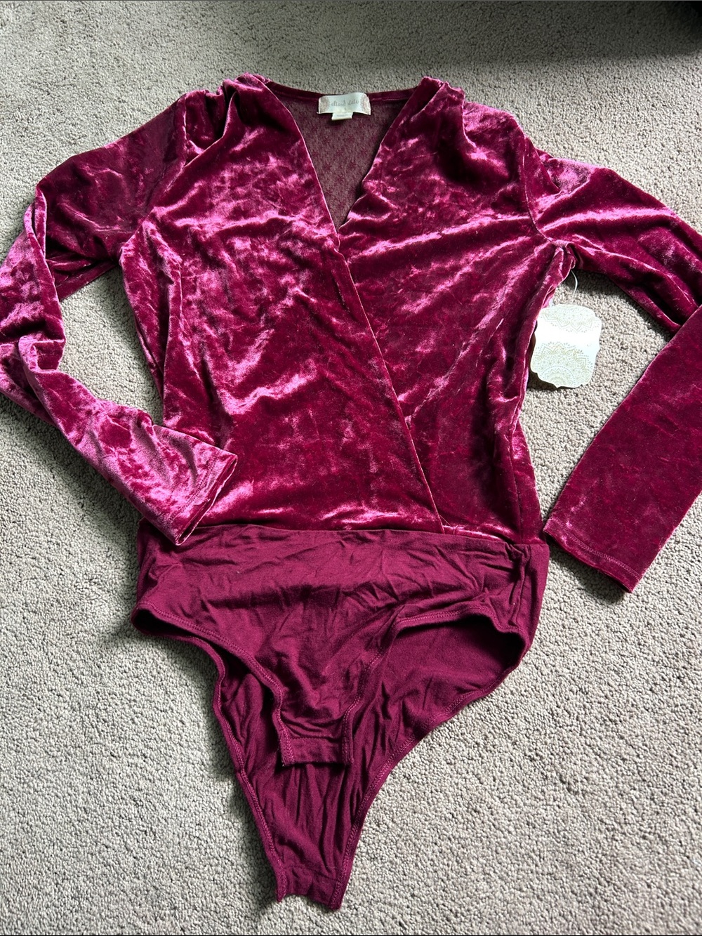 Altar’d State Velvet Wrap Bodysuit - Deep Berry - NWT Small